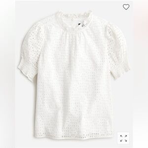 J. Crew Smocked puff-sleeve top in eyelet*